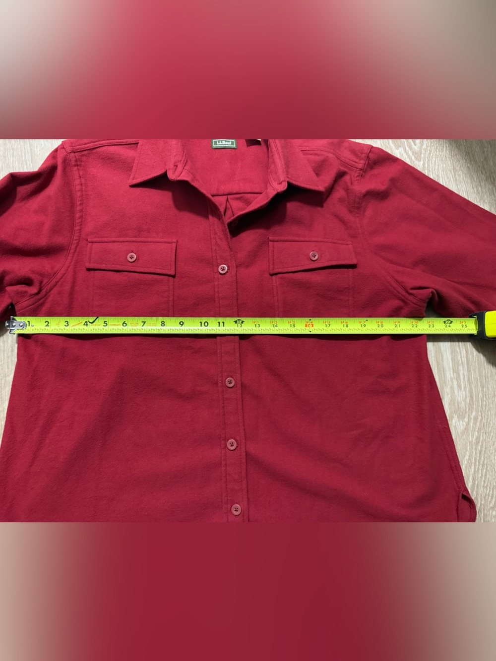 L.L. Bean Womens Pocket Red Long Sleeve Chamois Cloth Size L Y2K - Picture 7 of 8